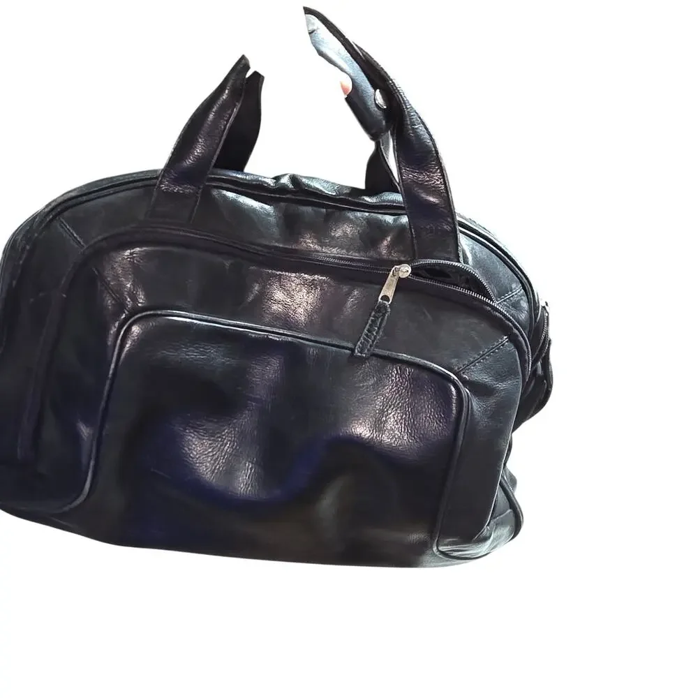LATICO XXL BLACK LEATHER WEEKENDER BAG